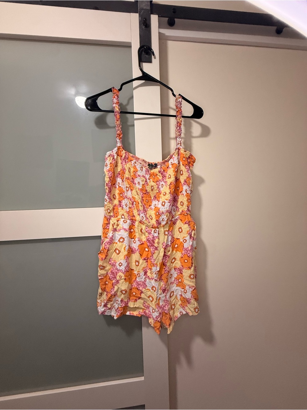 Floral Orange & Pink Sleeveless One-Piece Romper